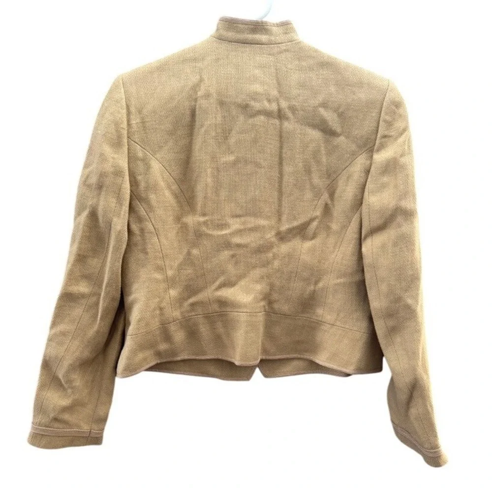 NWT Lauren Ralph Lauren Petite Tan Linen Military Jacket Soutache Cuffs 12P NEW - Picture 3 of 12